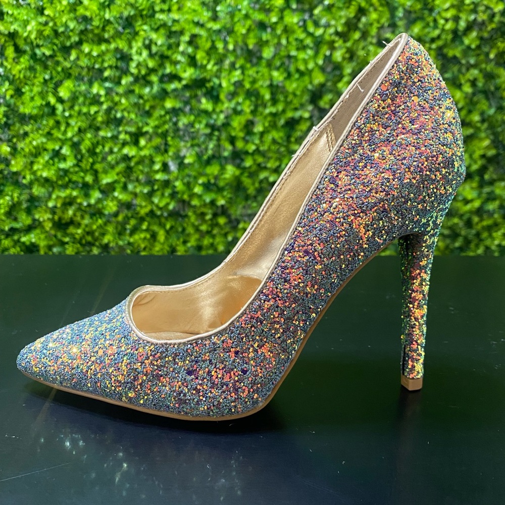 Anne Michelle Iridescent Glitter Heels